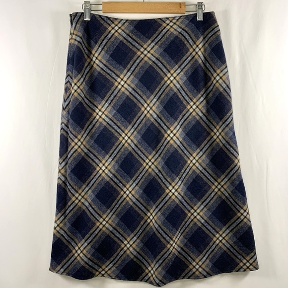 VTG Womens Bias Tartan Plaid Wool Blend Midi Skirt Sz 10 Y2K Academia Heritage - Picture 5 of 9